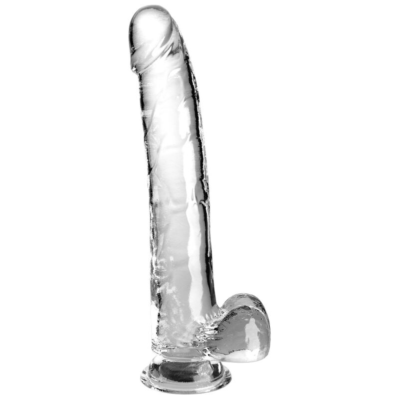 Transparent dildo med testiklar 24,8 cm – King Cock